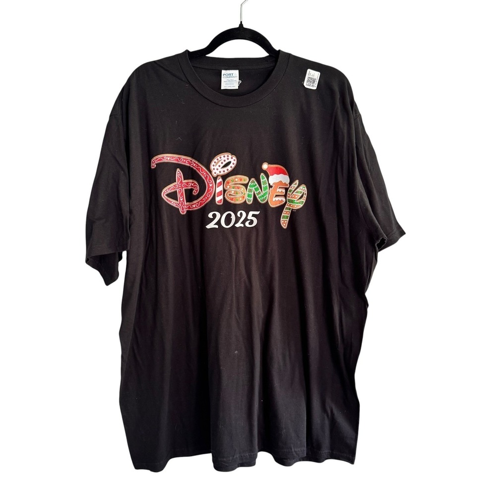 Disney 2025 Gingerbread Holiday Christmas Black T-Shirt Mens 3XL Port & Company